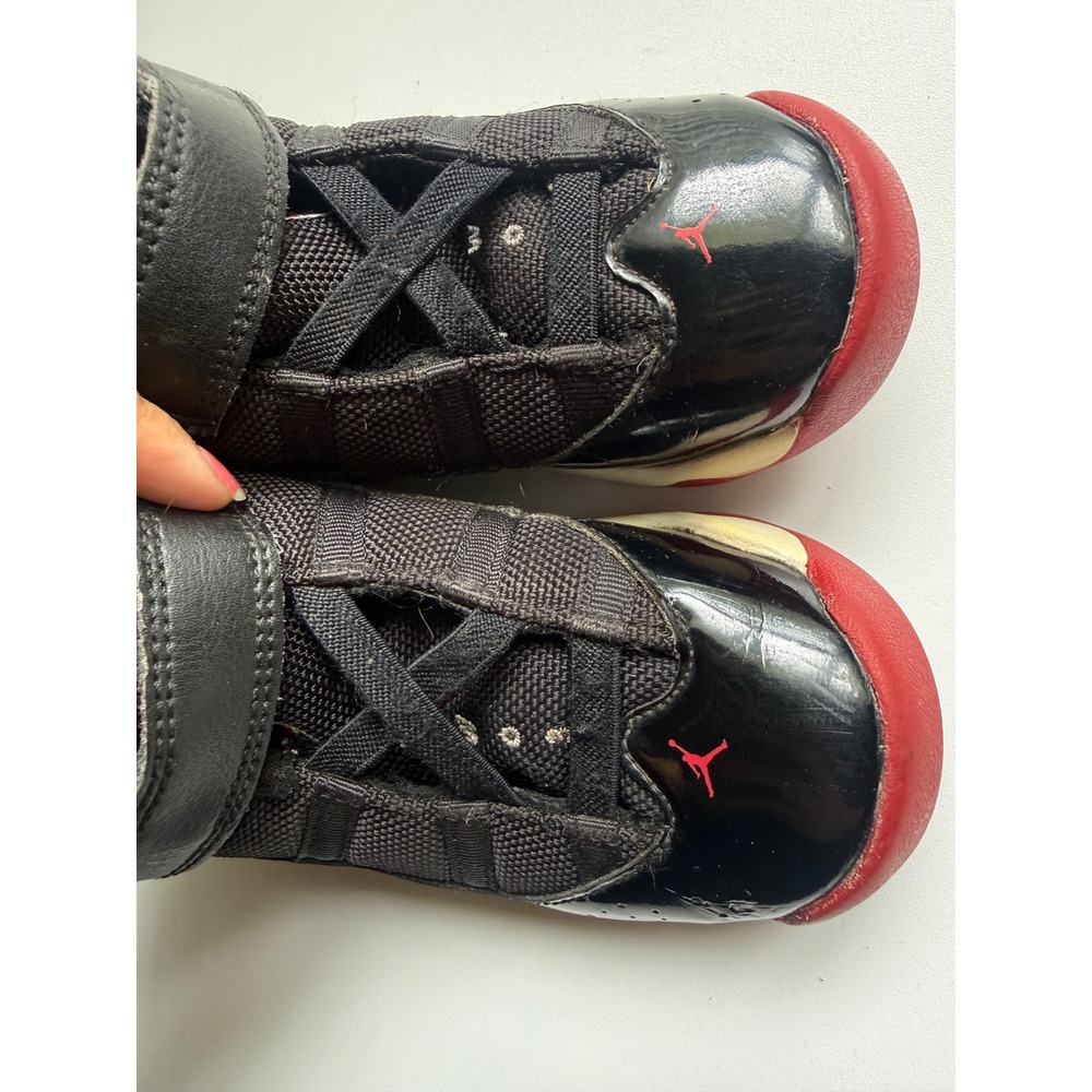 Jordan 6 Rings Bred Kids Black Patent Leather Athletic Sneakers 323420-062 - Picture 2 of 6